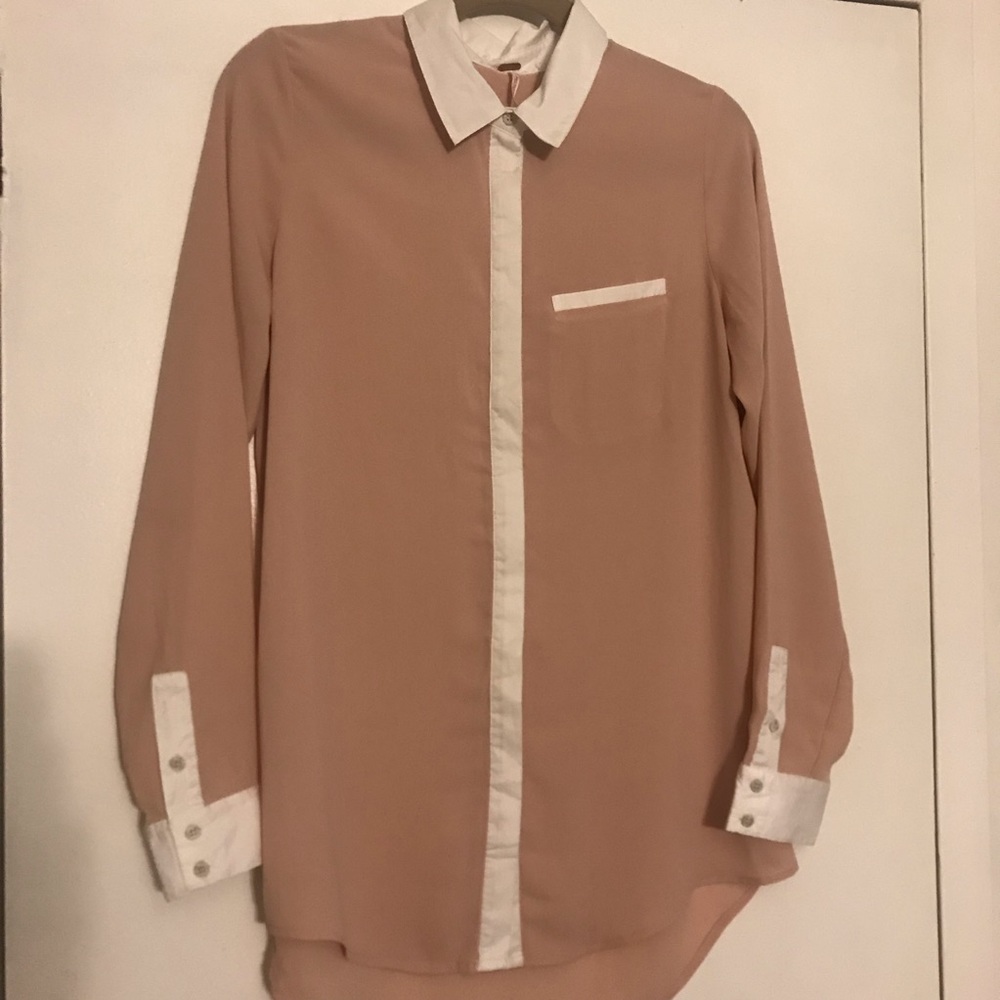 Free People Boyfriend button down blouse blush Sm